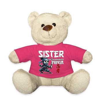 Schwester des Geburtstags Ninja Geburtstag Lustig - Teddy - Pink - Vorne