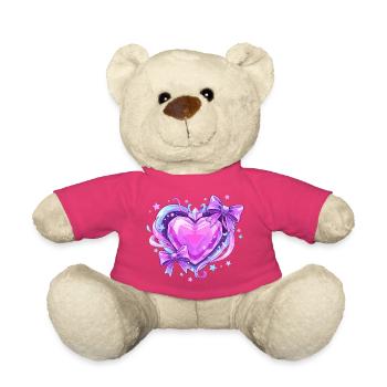 Cœur en cristal violet avec arcs - Nounours - rose - Devant
