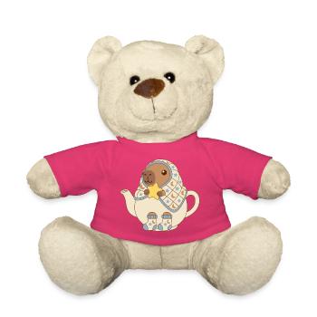   Chill Capybara in Teapot with blanket & stars - Teddy Bear - pink - Front