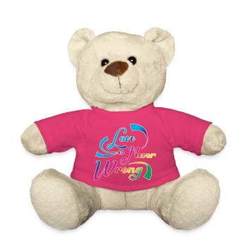 Love Is Never Wrong LGBTQ Pride Quote Design - Teddy - Pink - Vorne
