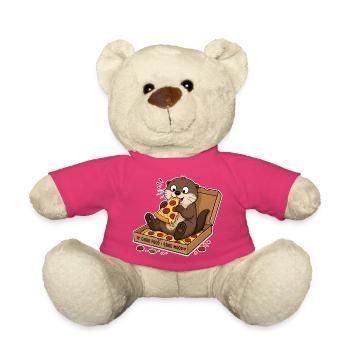 Otter with pizza: snack pleasure in a carton - Teddy Bear - pink - Front