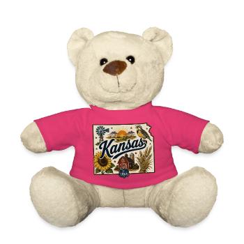 Kansas Sunflower State Vintage Reiseaufkleber - Teddy - Pink - Vorne