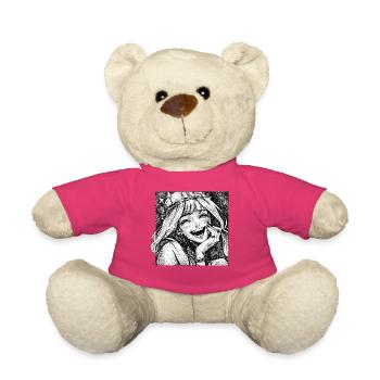 Lächelnde Kronprinzessin Linoldruck - Teddy - Pink - Vorne