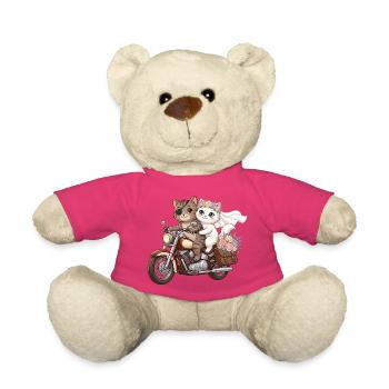 Just Married: Katzen auf Motorrad - Teddy - Pink - Vorne