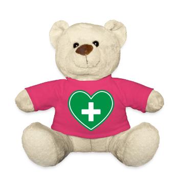 Medical Heart Cross Healthcare Icon - Teddy Bear - pink - Front