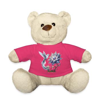 Hummingbird and Frosted Bloom - Teddy Bear - pink - Front