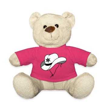 Chapeau de shérif avec petit crâne sur étoile de shérif - Nounours - rose - Devant