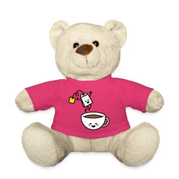 Funny tea bag teacup happy Tea lover Tea drinker - Teddy Bear - pink - Front