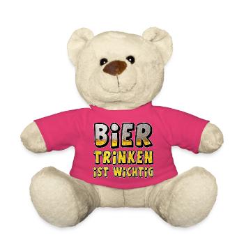 Biertrinken Ist Wichtig Cartoon-Stil - Teddy - Pink - Vorne