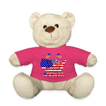 God protect America Flags Stars - Teddy Bear - pink - Front