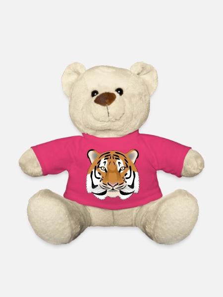 Tiger Kopf - farbig - Teddy - Pink