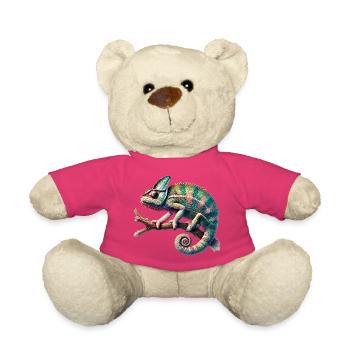 faszinierendes lebendiges Chamäleon-Motiv - Teddy - Pink - Vorne