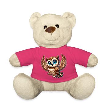 Hibou mignon avec des yeux bleus et des ailes d’ange - Nounours - rose - Devant
