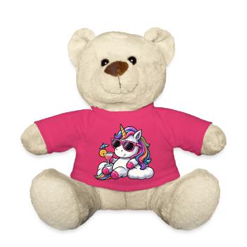 Beautiful Unicorn Rainbow Clouds Holiday - Teddy Bear - pink - Front