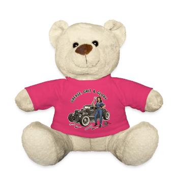 Vintage Auto Mechanic Girl Design - Teddy Bear - pink - Front