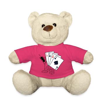 Spielkarten Design mit Ass-Motiven - Teddy - Pink - Vorne