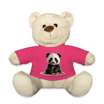 Bébé panda à la pierre - Nounours - rose - Devant