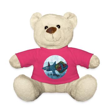 Requin d’anniversaire avec cadeau - Nounours - rose - Devant