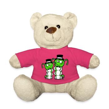 2 messieurs chenille chapeau haut de forme monocle noeud papillon riche - Nounours - rose - Devant