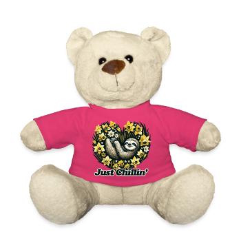 Just Chill Sloth in Daffodil Heart - Teddy Bear - pink - Front