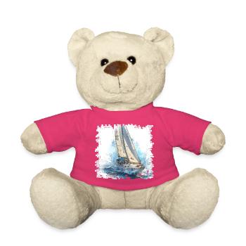 Voilier dans une tempête en pleine mer - Nounours - rose - Devant