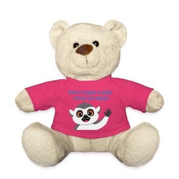 Lemur Grüßt Muddi Liebevoll - Teddy - Pink - Vorne