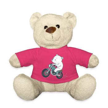 Vintage Motorrad Teddybär - Teddy - Pink - Vorne