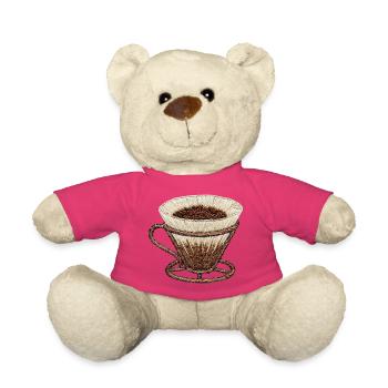 Bestickter Kaffeefilter – minimalistisch (bedruckt) - Teddy - Pink - Vorne