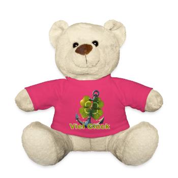 Good luck shamrock with anchor - Teddy Bear - pink - Front