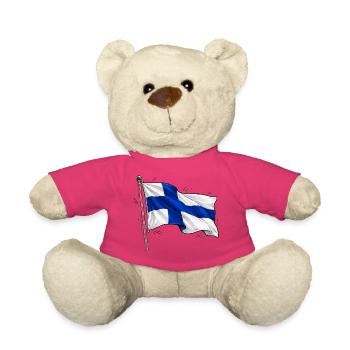 Drapeau de la Finlande - Nounours - rose - Devant