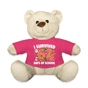 67 Tage überlebten lustiges Schülerschul-Meme - Teddy - Pink - Vorne