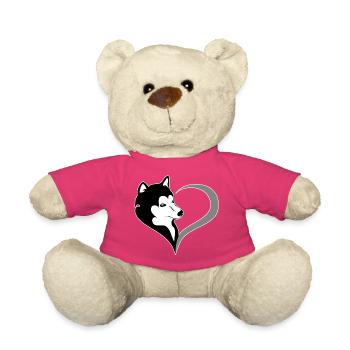 Silhouette Husky au cœur - Nounours - rose - Devant