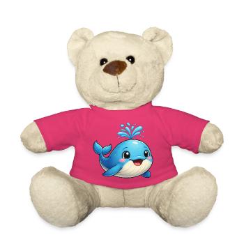 Petite baleine bleue avec des étincelles d’eau - Nounours - rose - Devant
