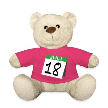 18. Geburtstag Kalender Juli Achtzehn - Teddy - Pink - Vorne