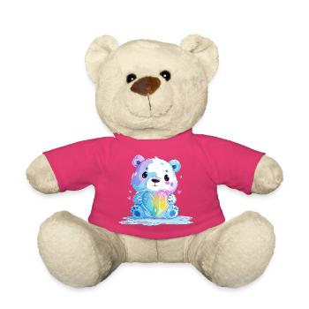 Un joli ours polaire avec un cœur arc-en-ciel - Nounours - rose - Devant