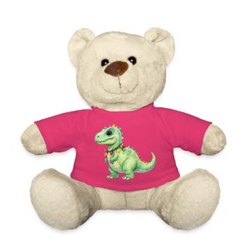 Bunter Dino mit Lichterkette - Teddy - Pink - Vorne
