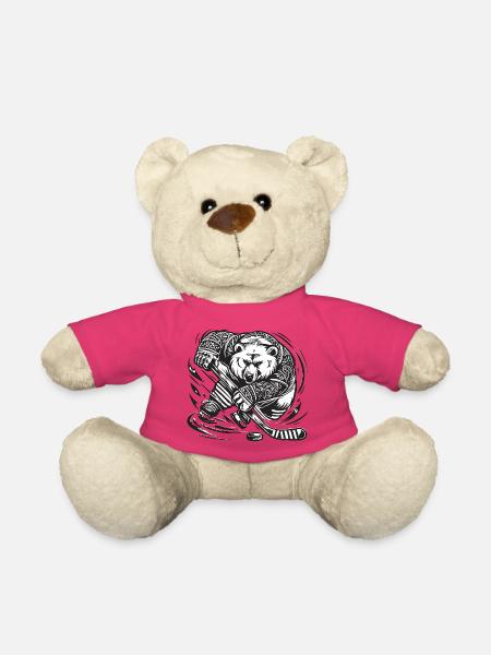 eishockey angriff bär tattoo puck schläger stark  - Teddybjørn - pink