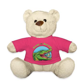 Alligator and bird: Everything is fine! - Teddy Bear - pink - Front