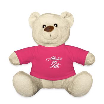 Alles hat seine Zeit – Kalligrafie-Spruch - Teddy - Pink - Vorne