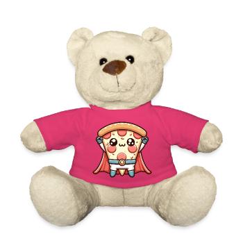 Pizza Hero Kawaii Cape Superhero Pizza Pizzeria - Nounours - rose - Devant