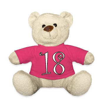 18. 18 ANS. 18e ANNIVERSAIRE. ANNIVERSAIRE 18 ANS. - Nounours - rose - Devant