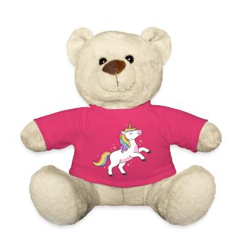 Regenbogen-Einhorn-Glitzer-T-Shirt - Teddy - Pink - Vorne