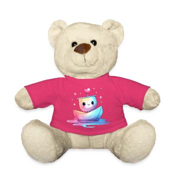 Kunterbuntes Herzboot Kawaii - Teddy - Pink - Vorne