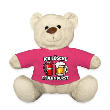 Ich Lösche Feuer & Durst - Bierfeuer Humor - Teddy - Pink - Vorne