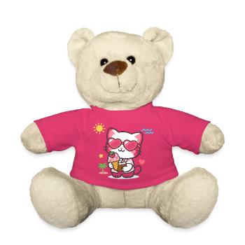 Chat à lunettes en forme de cœur avec glace - Nounours - rose - Devant