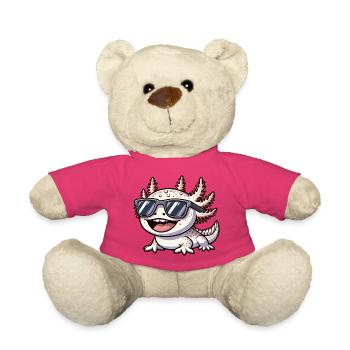 Lustiger Axolotl mit Sonnenbrille Cartoon - Teddy - Pink - Vorne