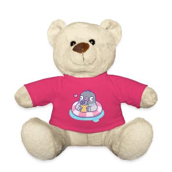 Niedliche Taube trinkt tropisches Getränk im Poolfloat - Teddy - Pink - Vorne