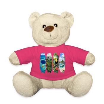 Belize Vacation Travel – Caribbean Country & Culture Motif - Teddy Bear - pink - Front