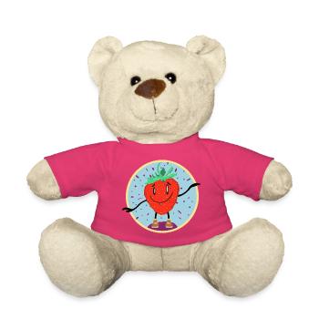 Fröhliche tanzende Erdbeere Cartoon  - Teddy - Pink - Vorne