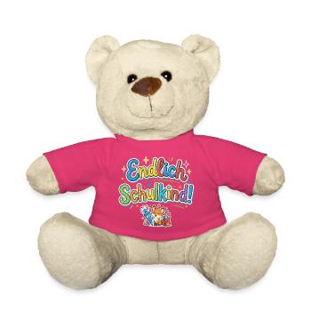 Endlich Schulkind 2026 - Fuchs bunte Einschulung - Teddy - Pink - Vorne